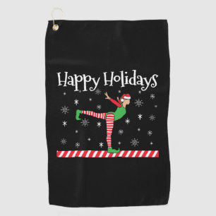 Girls Gymnastics Christmas Elf Golf Towel