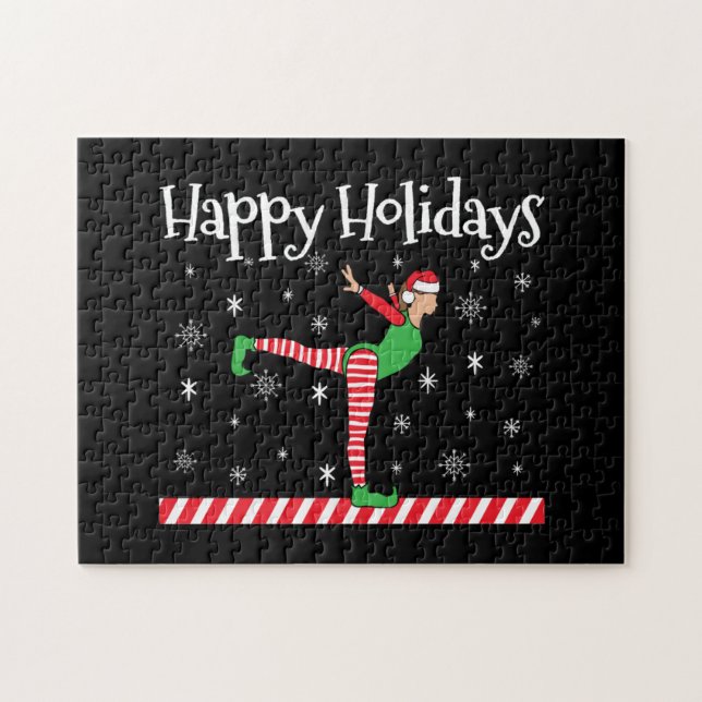 Girls Gymnastics Christmas Elf Jigsaw Puzzle (Horizontal)