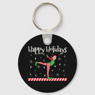 Girls Gymnastics Christmas Elf Key Ring