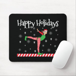Girls Gymnastics Christmas Elf Mouse Mat