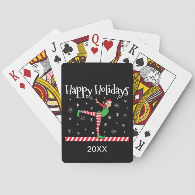 Girls Gymnastics Christmas Elf Playing Cards (Back)