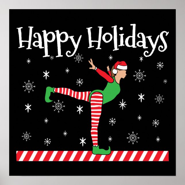 Girls Gymnastics Christmas Elf Poster (Front)