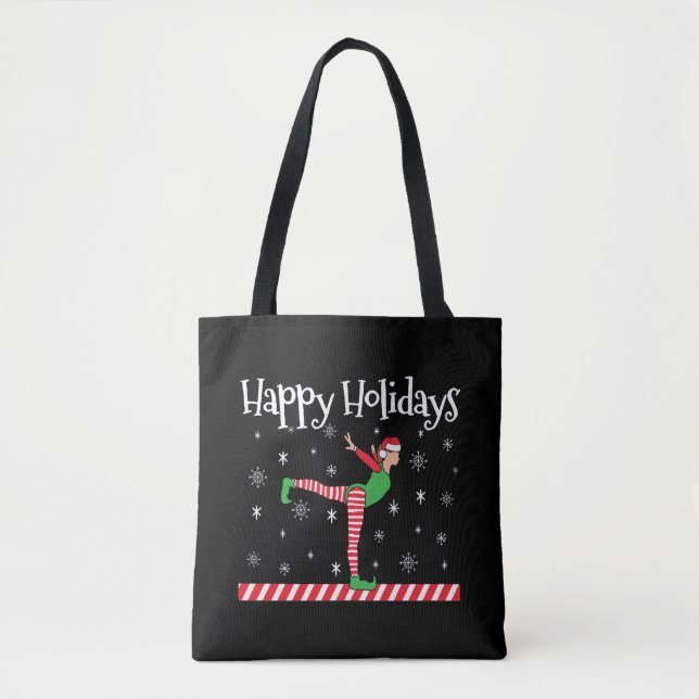 Girls Gymnastics Christmas Elf Tote Bag (Front)