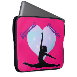 Girls Gymnastics Custom Hot Pink / Royal Purple Laptop Sleeve