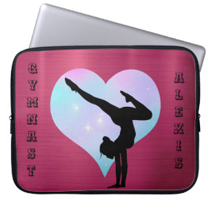 Girls Gymnastics Custom Name Gymnast Handstand Laptop Sleeve