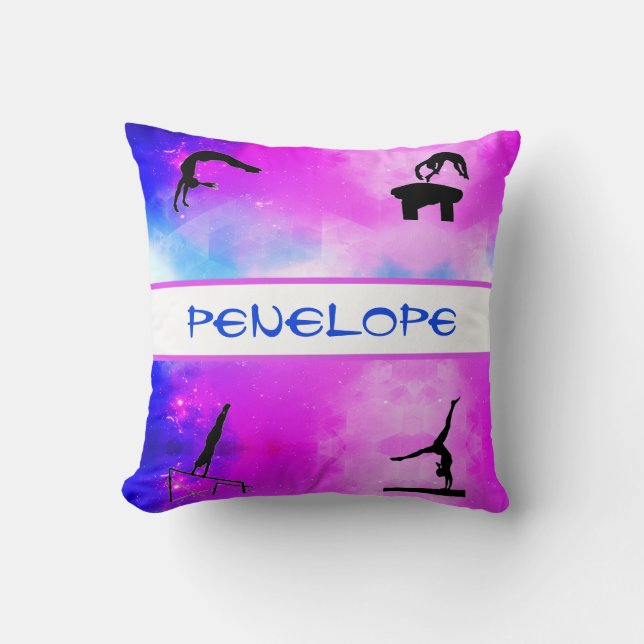 Girls Gymnastics Events Abstract Throw Pillow (Front)