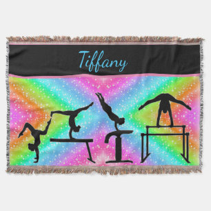 Girls Gymnastics Events Colourful Throw Blanket