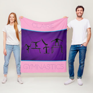 Girls Gymnastics Events Dot Font Fleece Blanket