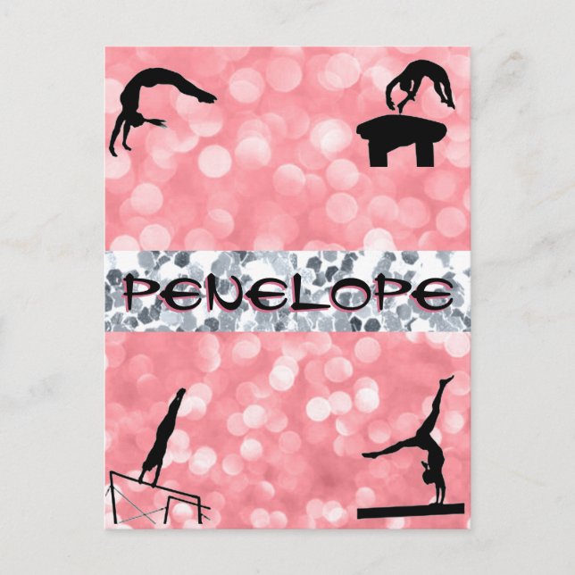 Girls Gymnastics Events Glitz and Glam Postcard (Front)