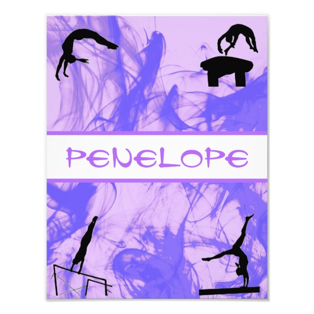 Girls Gymnastics Events Smokey Purple Abstract Photo Print (Front)