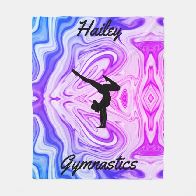 Girls Gymnastics Fleece Blanket w/ Name (Front)