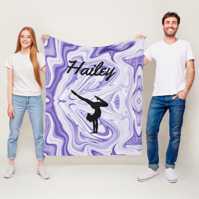 Girls Gymnastics Fleece Blanket w/ Name (In Situ)