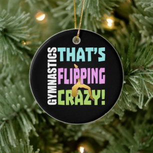 Girls Gymnastics - Flipping Crazy Ceramic Tree Decoration