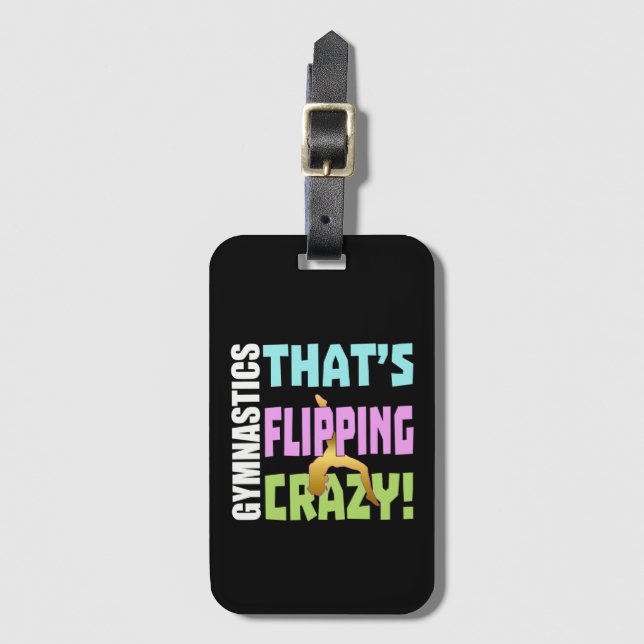 Girls Gymnastics - Flipping Crazy Luggage Tag (Front Vertical)
