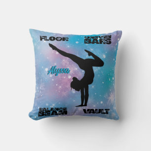 Girls Gymnastics Floor, Bars, Beam, Vault Pastel   Cushion