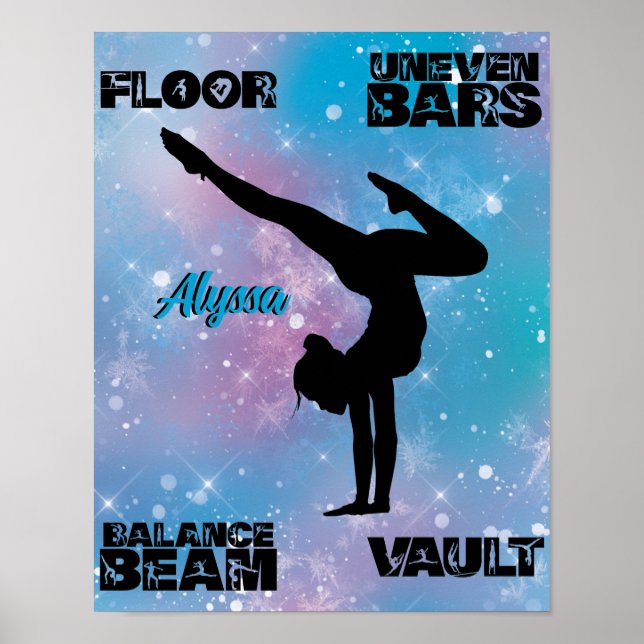 Girls Gymnastics Floor, Bars, Beam, Vault Pastel   Poster (Front)