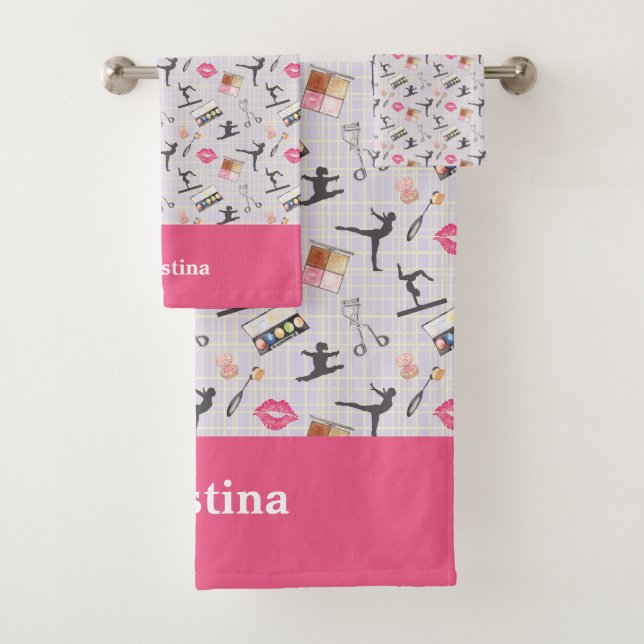 Girls Gymnastics - Girly Makeup Bath Towel Set (Insitu)