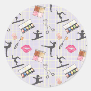 Girls Gymnastics - Girly Makeup Classic Round Sticker