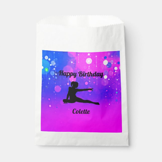Girls Gymnastics Happy Birthday Favour Bags (Front)