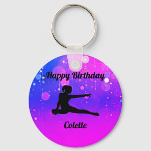 Girls Gymnastics Happy Birthday Key Ring