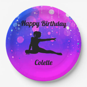 Girls Gymnastics Happy Birthday Paper Plates