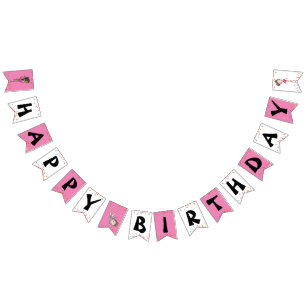 Girls Gymnastics Happy Birthday Pink Rainbow  Bunting