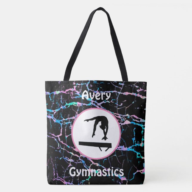 Girls Gymnastics Hologram Balance Beam Tote Bag (Front)