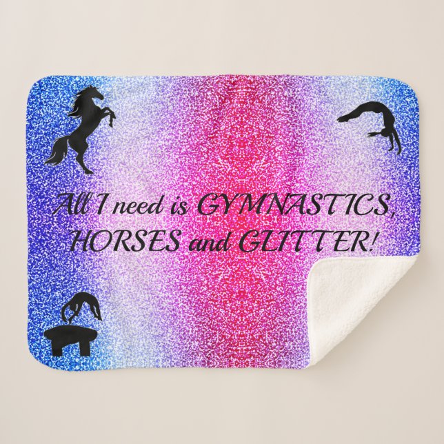 Girls Gymnastics, Horses, Glitter Sherpa Blanket (Front (Horizontal))