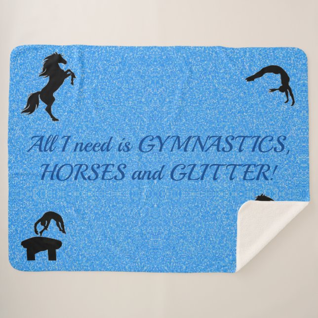 Girls Gymnastics, Horses, Glitter Sherpa Blanket (Front (Horizontal))