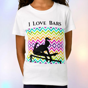 Girls Gymnastics I Love Bars Chevron T-Shirt