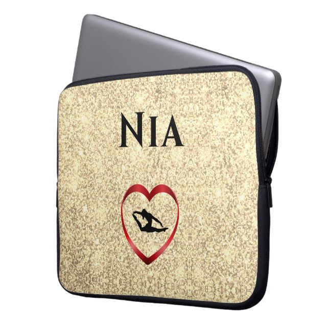 Girls Gymnastics Laptop Sleeve - Personalised Name (Front Left)