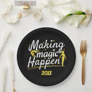 Girls Gymnastics Making Magic Happen Quote Paper Plate