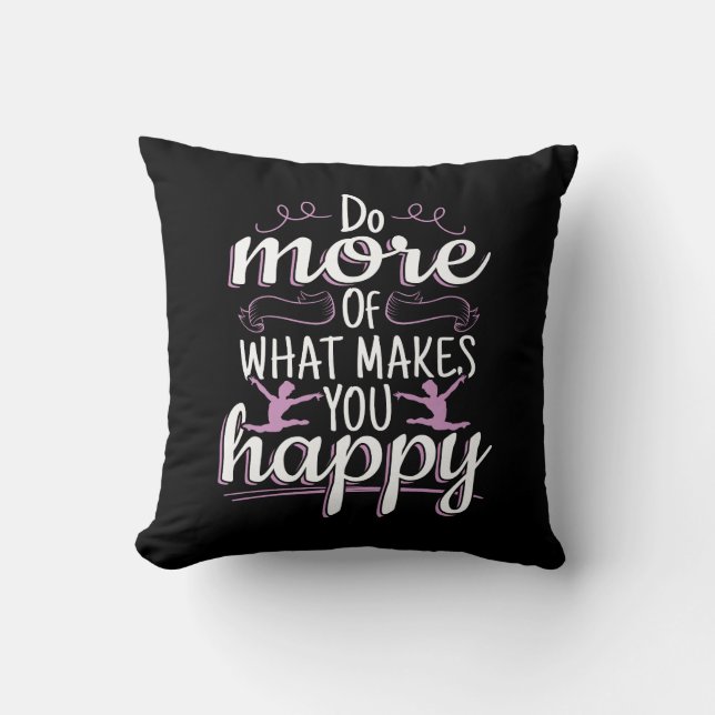 Girls Gymnastics - Motivational Happy Quote Cushion (Front)