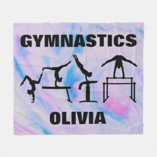 Girls Gymnastics Pastel Swirls Fleece Blanket
