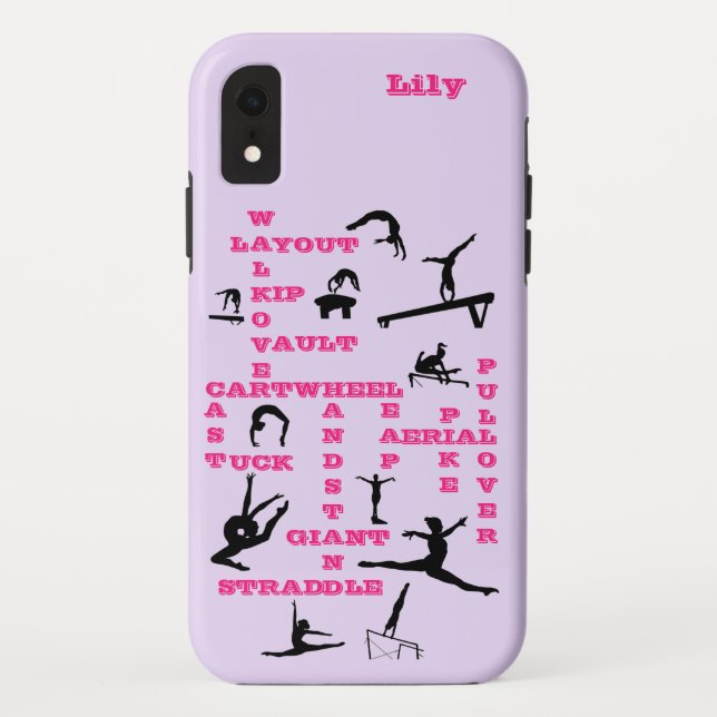 Girls Gymnastics Personalised Lilac iPhone Case (Back)