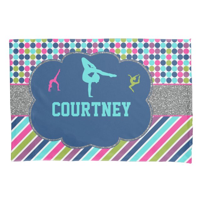 Girls Gymnastics Personalised Monogram Name Pillowcase (Front)
