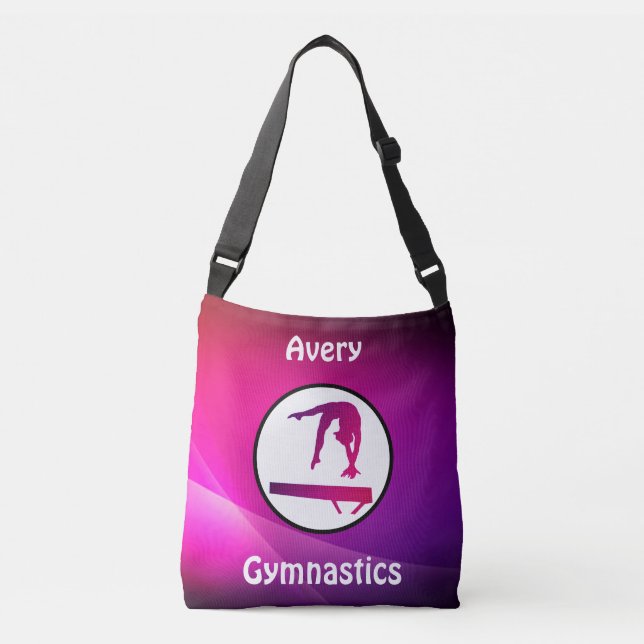 Girls Gymnastics Pink & Purple Balance Beam Crossbody Bag (Front)