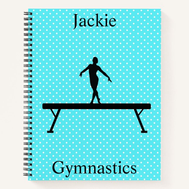 Girls Gymnastics Polka Dot Spiral Notebook (Front)