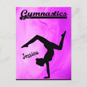Girls Gymnastics Purple Swirl Personalised  Postcard