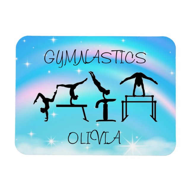 Girls Gymnastics Rainbow Swirls  Magnet (Horizontal)