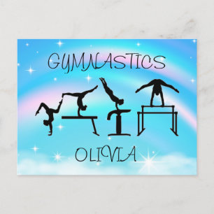Girls Gymnastics Rainbow Swirls  Postcard