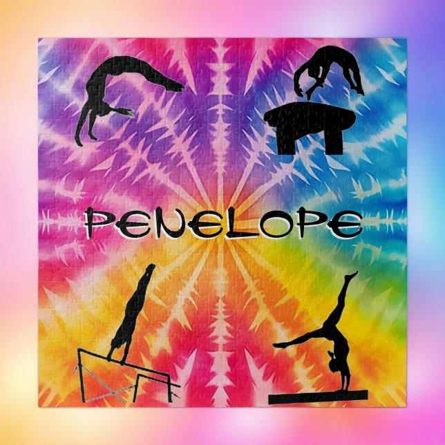 Girls Gymnastics Rainbow Tie-Dye Jigsaw Puzzle (Creator Uploaded)