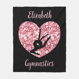 Girls Gymnastics Rose Gold Personalised Fleece Blanket