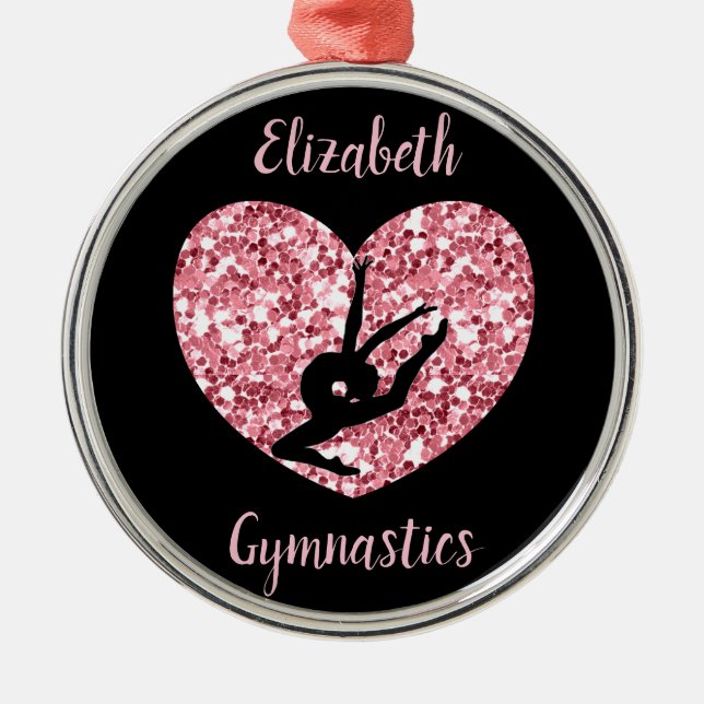 Girls Gymnastics Rose Gold Personalised Metal Tree Decoration (Front)