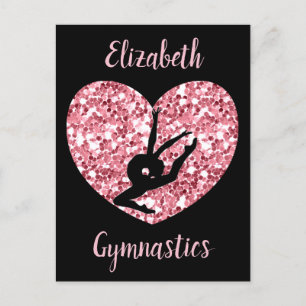 Girls Gymnastics Rose Gold Personalised Postcard