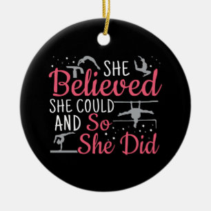 Girls Gymnastics - She Believed She Could Ceramic Tree Decoration