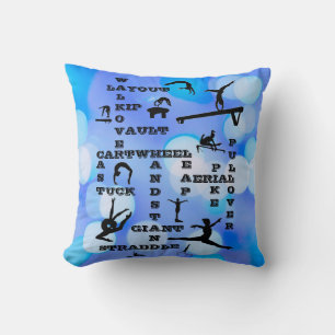 Girls Gymnastics Skills Crosswords Blue   Cushion