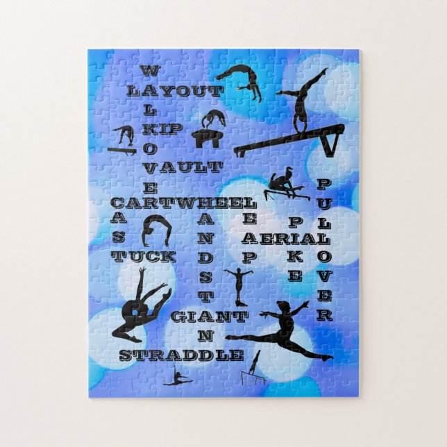 Girls Gymnastics Skills Crosswords Blue     Jigsaw Puzzle (Vertical)
