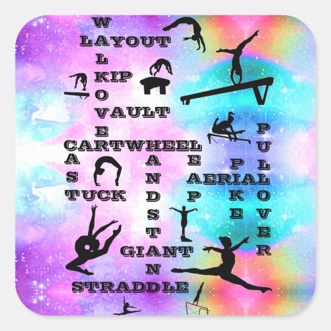 Girls Gymnastics Skills Crosswords Stickers (Front)