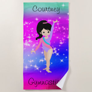 Girls Gymnastics Sparkle Gymnast in Leotard  Beach Towel